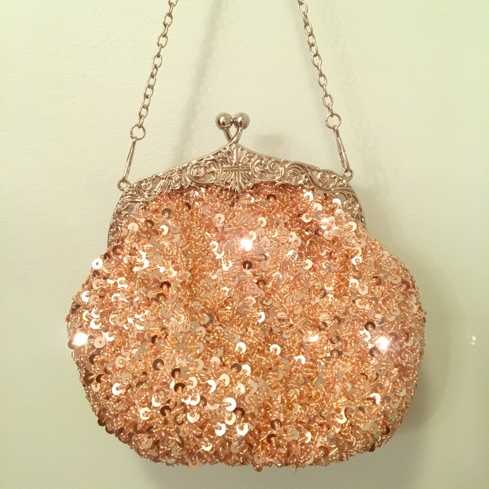 Rose sequin clutch